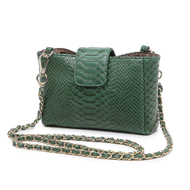 Factory wholesale snake-grain chain bag