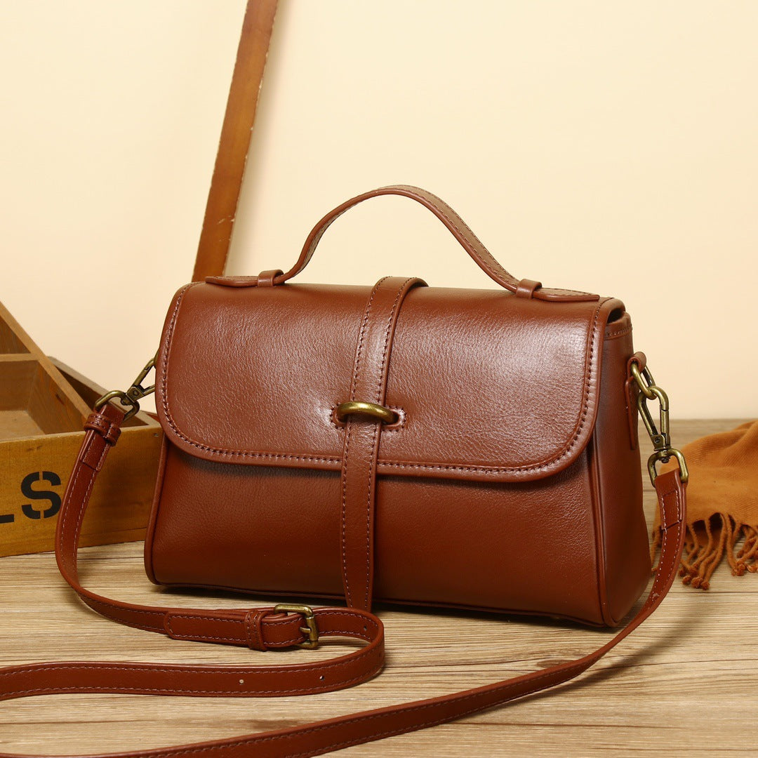 Female cowhide messenger bag