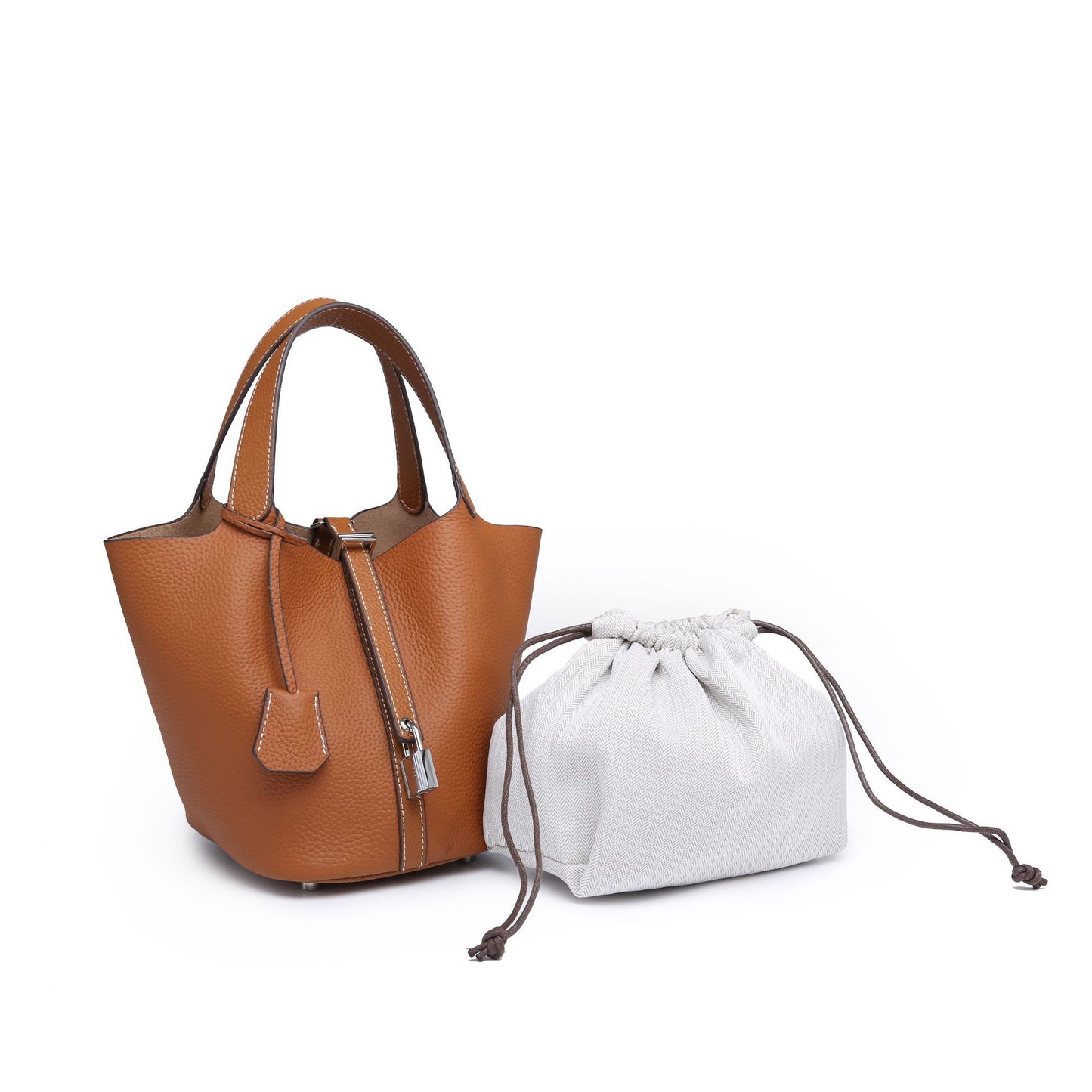 Female genuine leather bucket bag