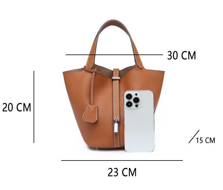 Female genuine leather bucket bag