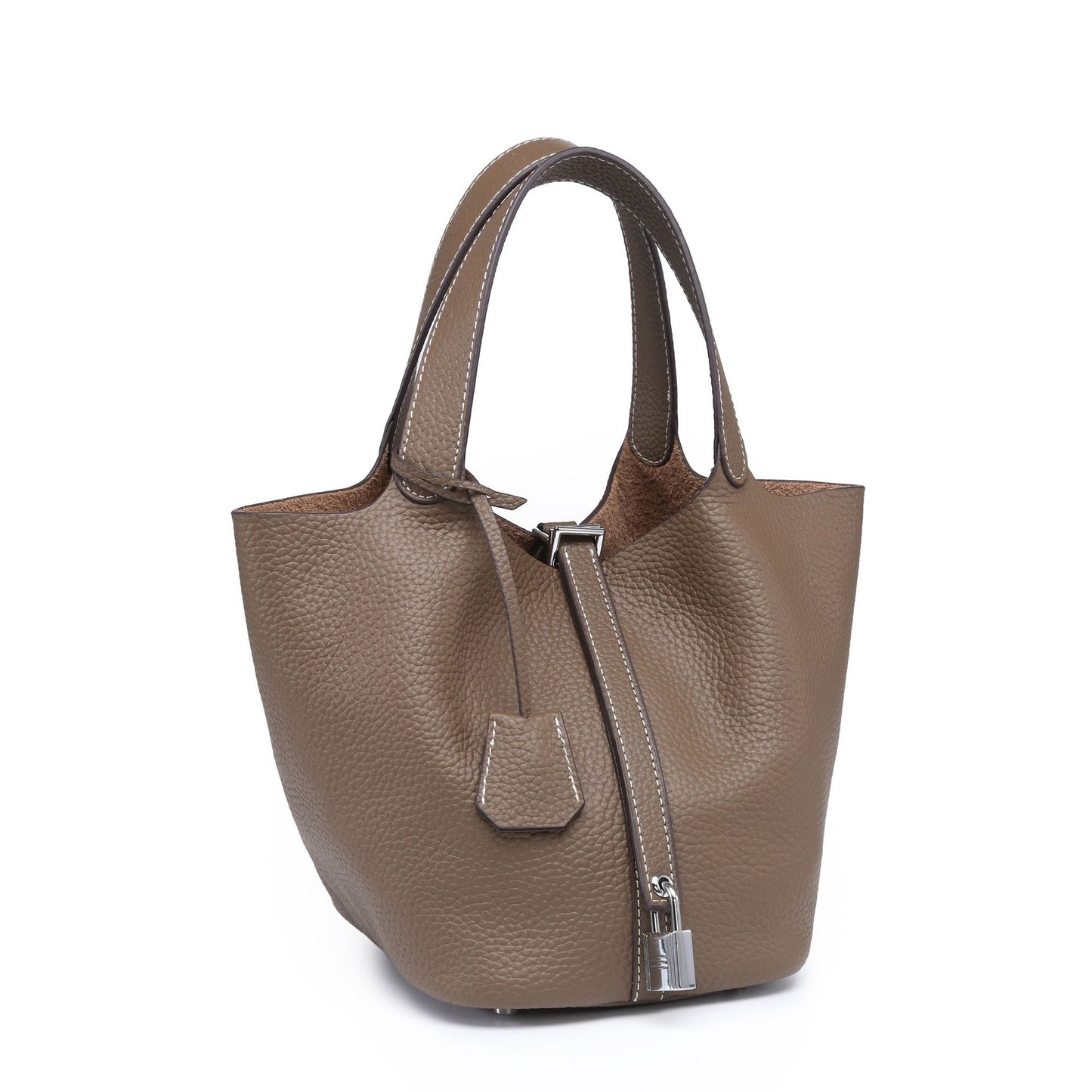 Female genuine leather bucket bag