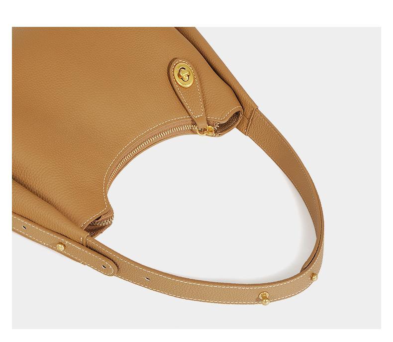 Female genuine leather lychee grain underarm bag