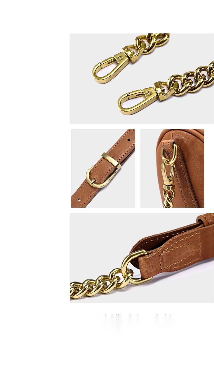 Genuine leather barrel chain bag