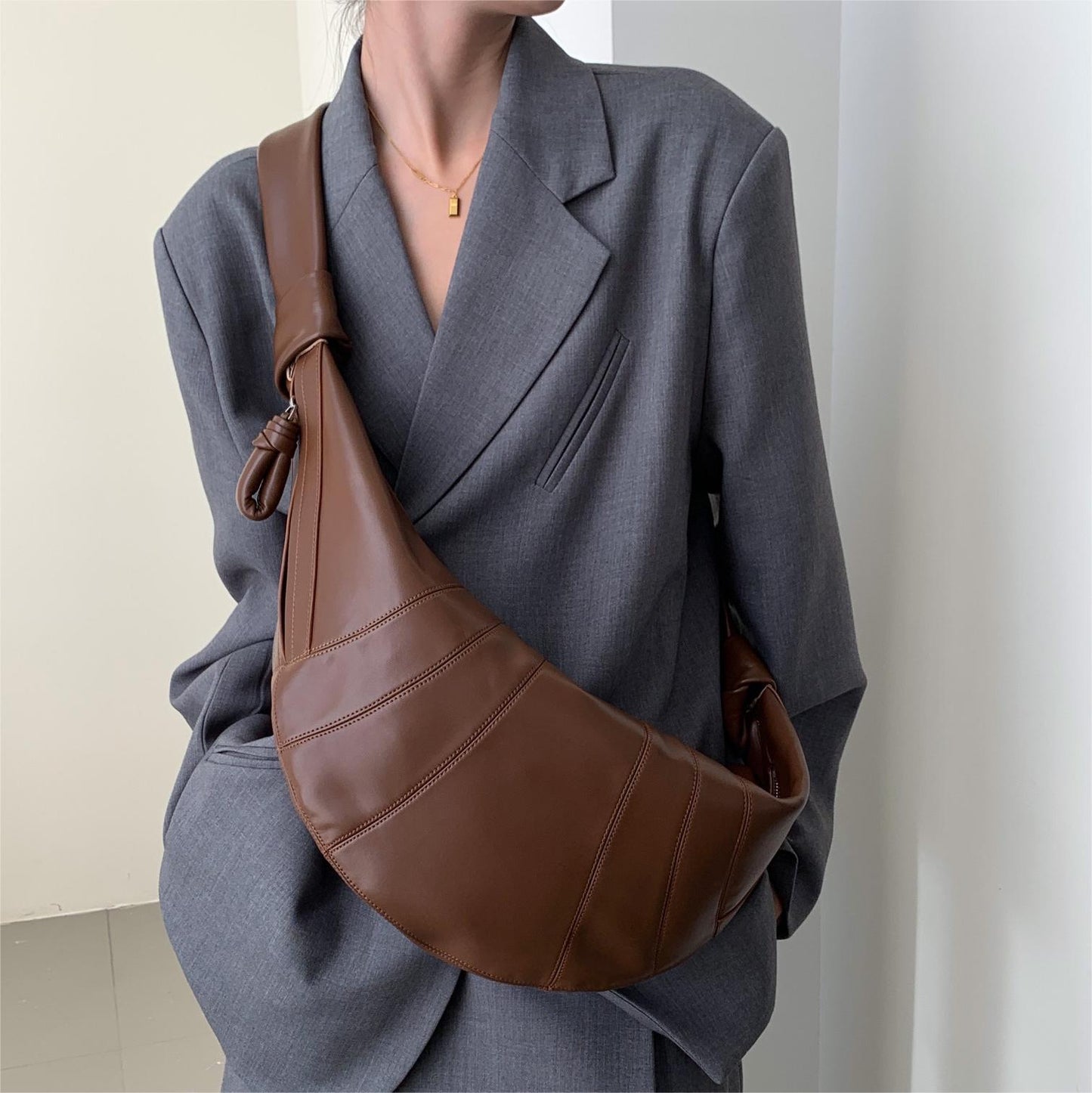 Genuine leather hobo bag