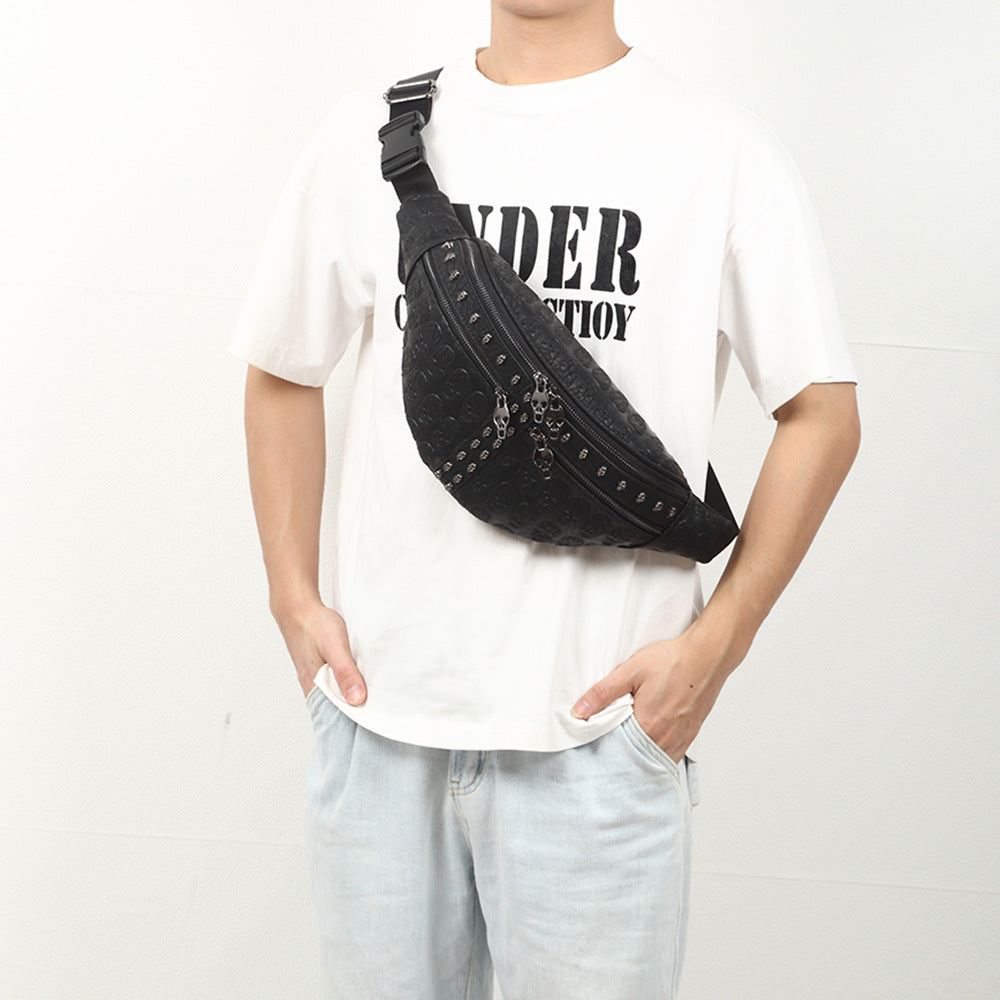 Punk style male waist bag