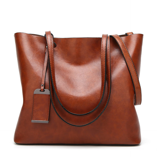 Vegan leather large tote bag